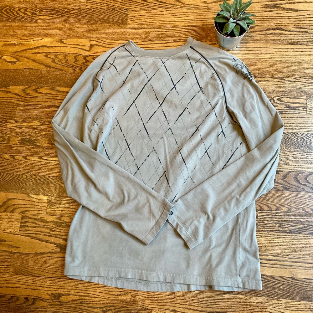 Point Zero Long Sleeve Grey Patterned Shirt. Size: XL